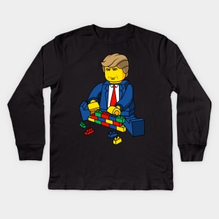 Trump Build A Wall Toy Brick Kids Long Sleeve T-Shirt